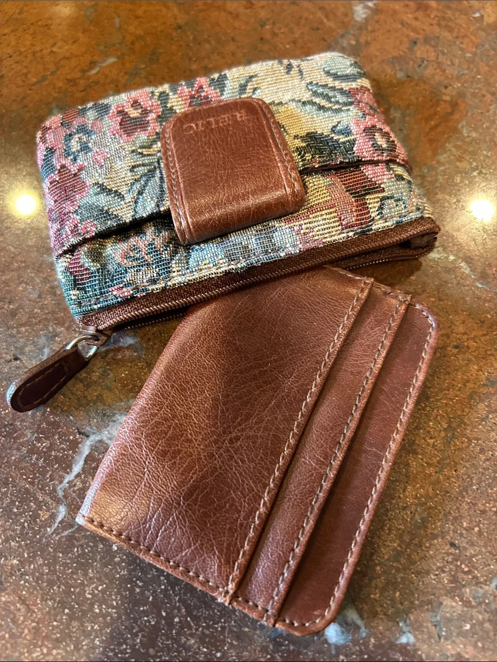 Relic Floral Tapestry Coin Wallet with Brown Leather Clip